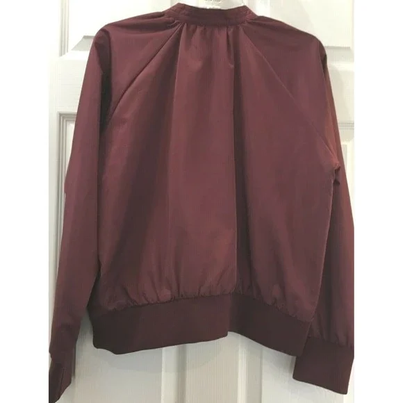 FREE PEOPLE Midnight Bomber Jacket Wine Red Size Medium Lightweight - Picture 2 of 5